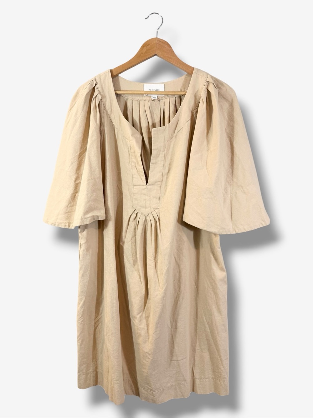 Tuckernuck Pomander Place Finley Beige Flutter Sleeve Dress XXXL